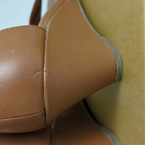 Fioni Sandals Wedge 8.5 Ankle Strap Caramel Camel EUC - Picture 8 of 9